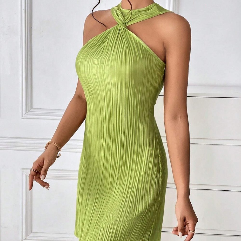 Cabo Vacay Twist Front Mini Dress Green - Picture 4 of 5